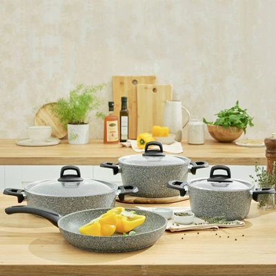 EMSAN PREMİUM GRANİT S PRO GREY 7 PRC TENECERE SETİ