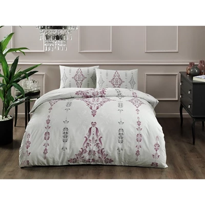 Taç Ranforce Nevresim Takımı Zahara Takımı V06-Bordo