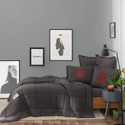 KARACA MOTTO ANTRASİT TEK KİŞİLİK COTTON COMFORT