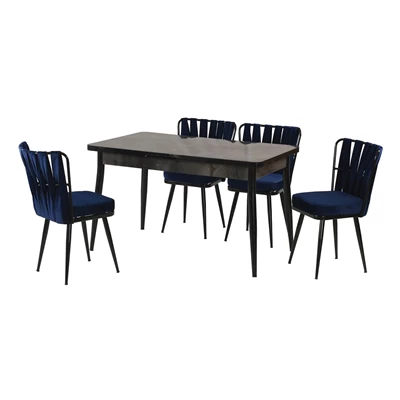 LEVENT MTK1601-SYH-IRN APERTO KELEBEK MASA TK + 4 LUNA SAND.SİYAH-IRONİ